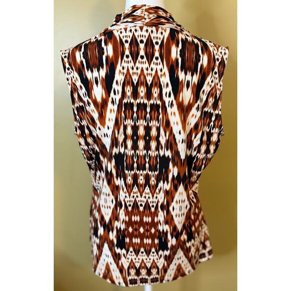 Calvin Klein Sleeveless V-Neck Blouse Aztec Print Size Medium - Picture 6 of 7